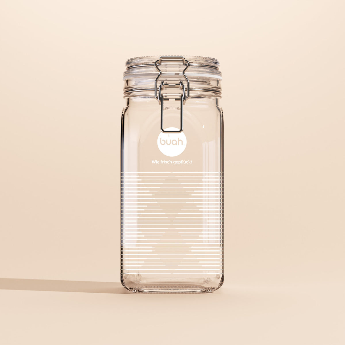 buah Nachfüllglas aus Glas mit Bügelverschluss am Deckel und Diamand Druck Nordic Love