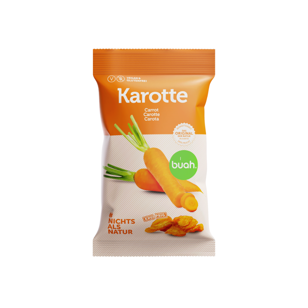Orangene und weiße Packung buah vakuumgetrocknete Karottenchips