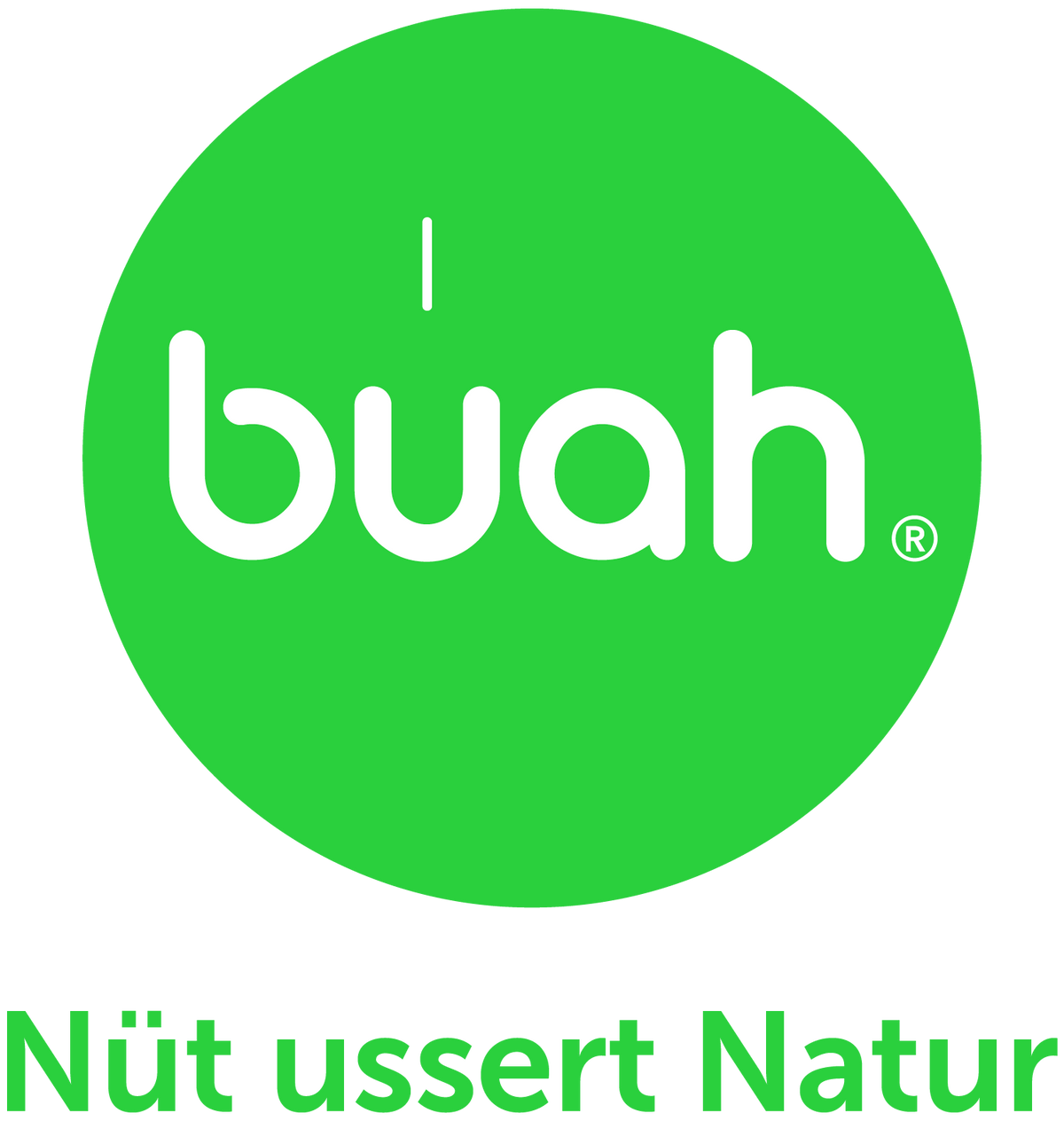buah Logo in Gruen mit dem Schriftzug buah und dem Claim Nichts als Natur