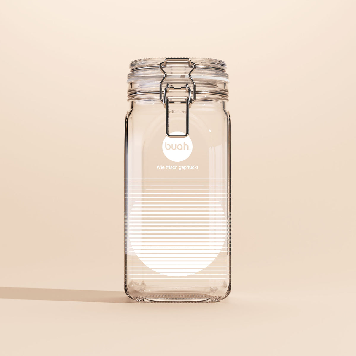 buah Nachfüllglas aus Glas mit Bügelverschluss am Deckel und weißem kreisförmigem Druck Sunset Joy